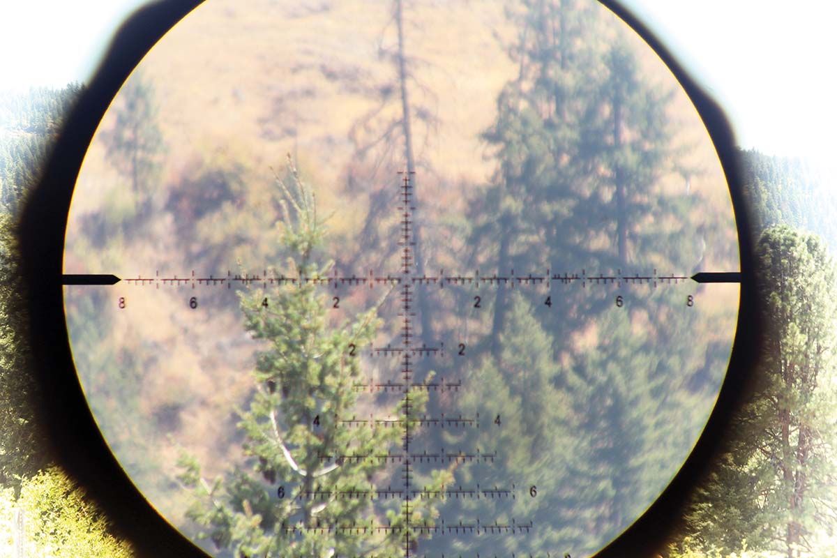 The ZC420 tested included Zero Compromise’s MPCT 2x reticle. This is the company’s most popular  reticle, proving precise yet quite manageable. The “Christmas tree” system includes a .036-mil floating/ bracketed center dot, 1-mil gaps between major subtensions, 0.50-mil wide vertical and horizontal hashmarks, 0.1-mil half hashmarks and 0.2-mil gaps on the side/windage floating dots.